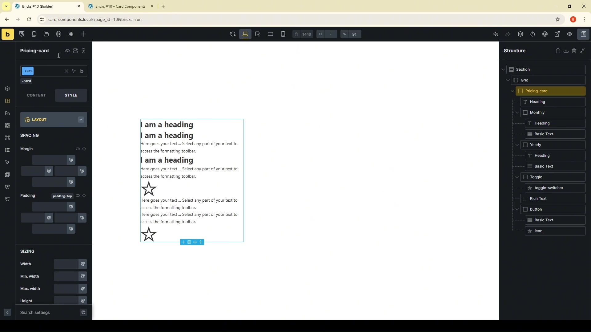 Bricks Builder Card Elements
