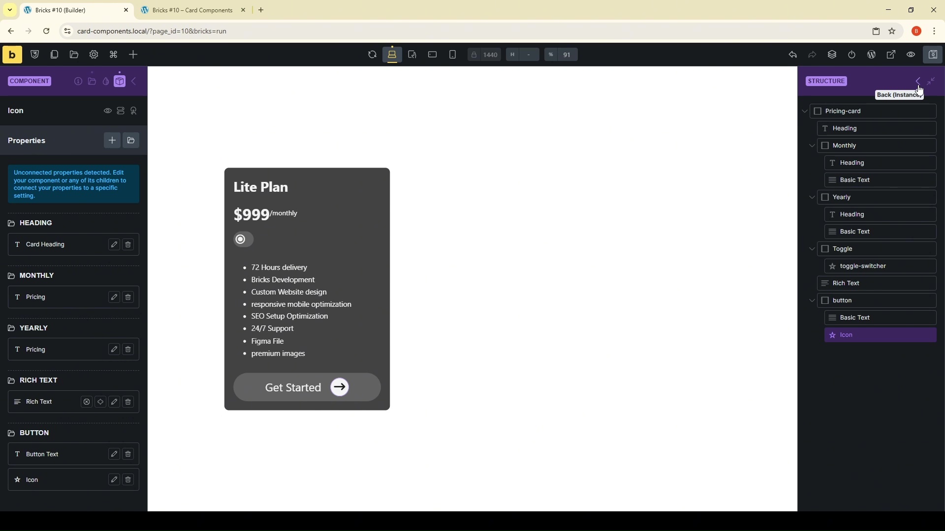 Bricks Builder Pricing Table Components
